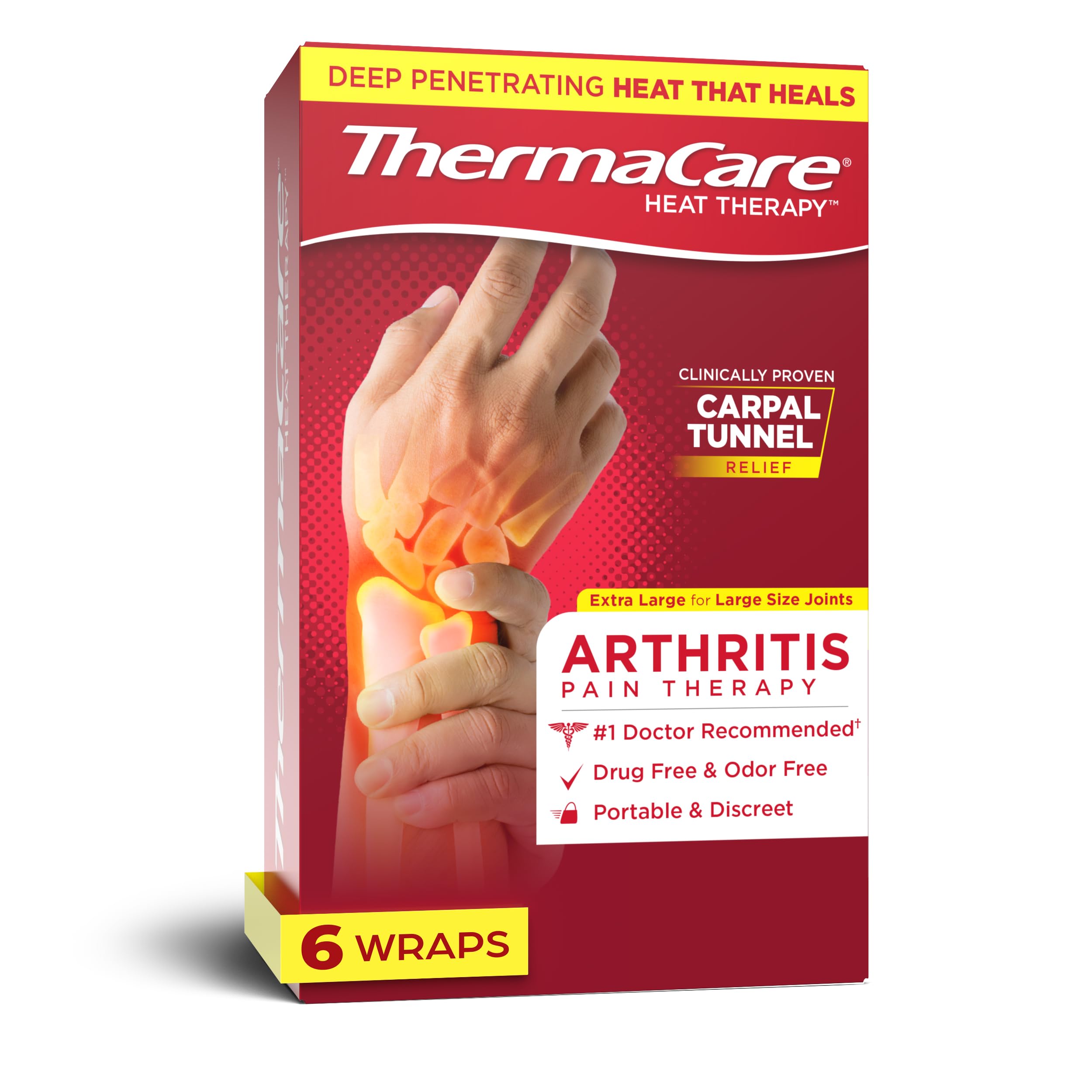 ThermaCare Arthritis Heat Wraps for Joint Pain Relief, 6 Count