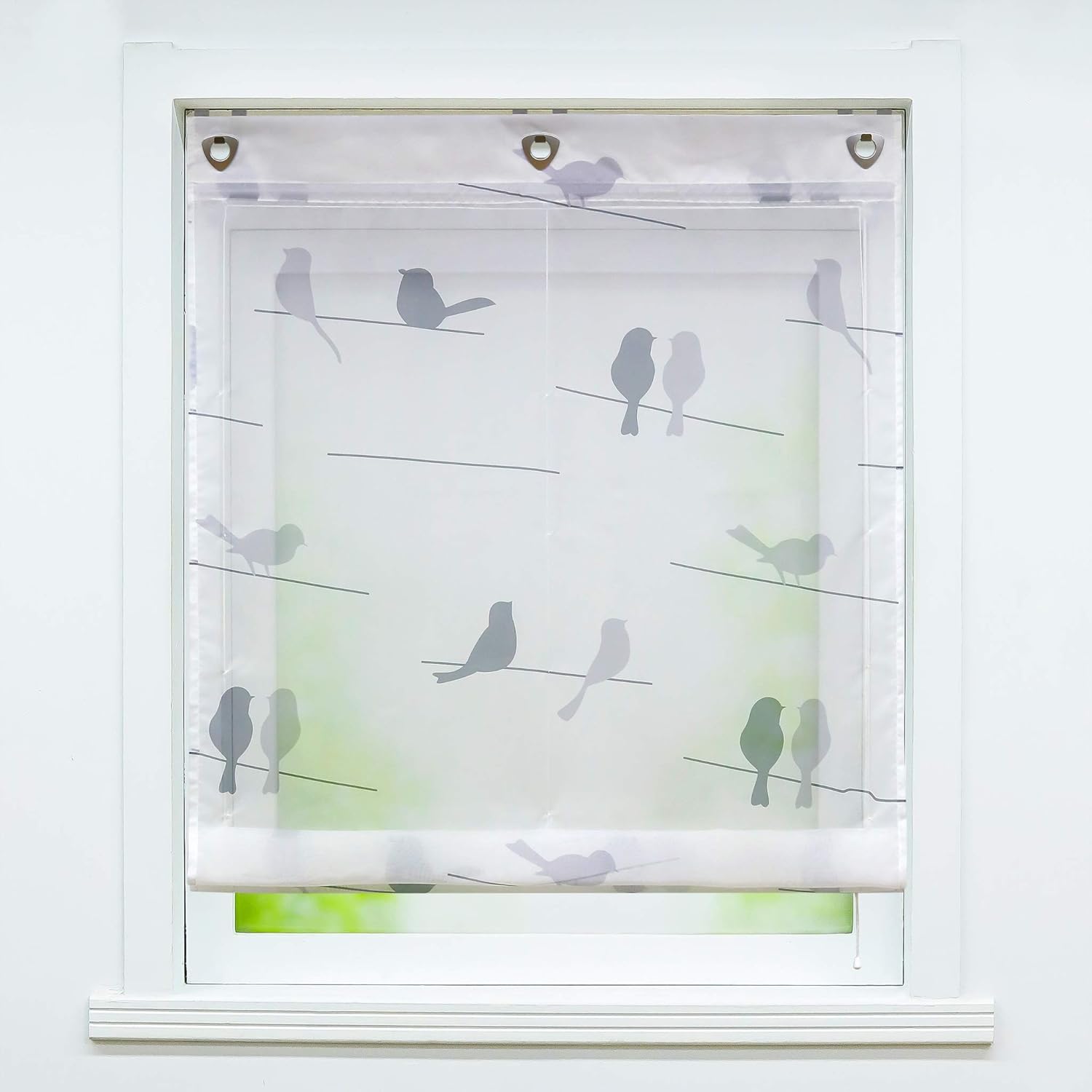 Yujiao Mao Voile Raffrollo - Ohne Bohren Mit Streifen 120x130cm Braun