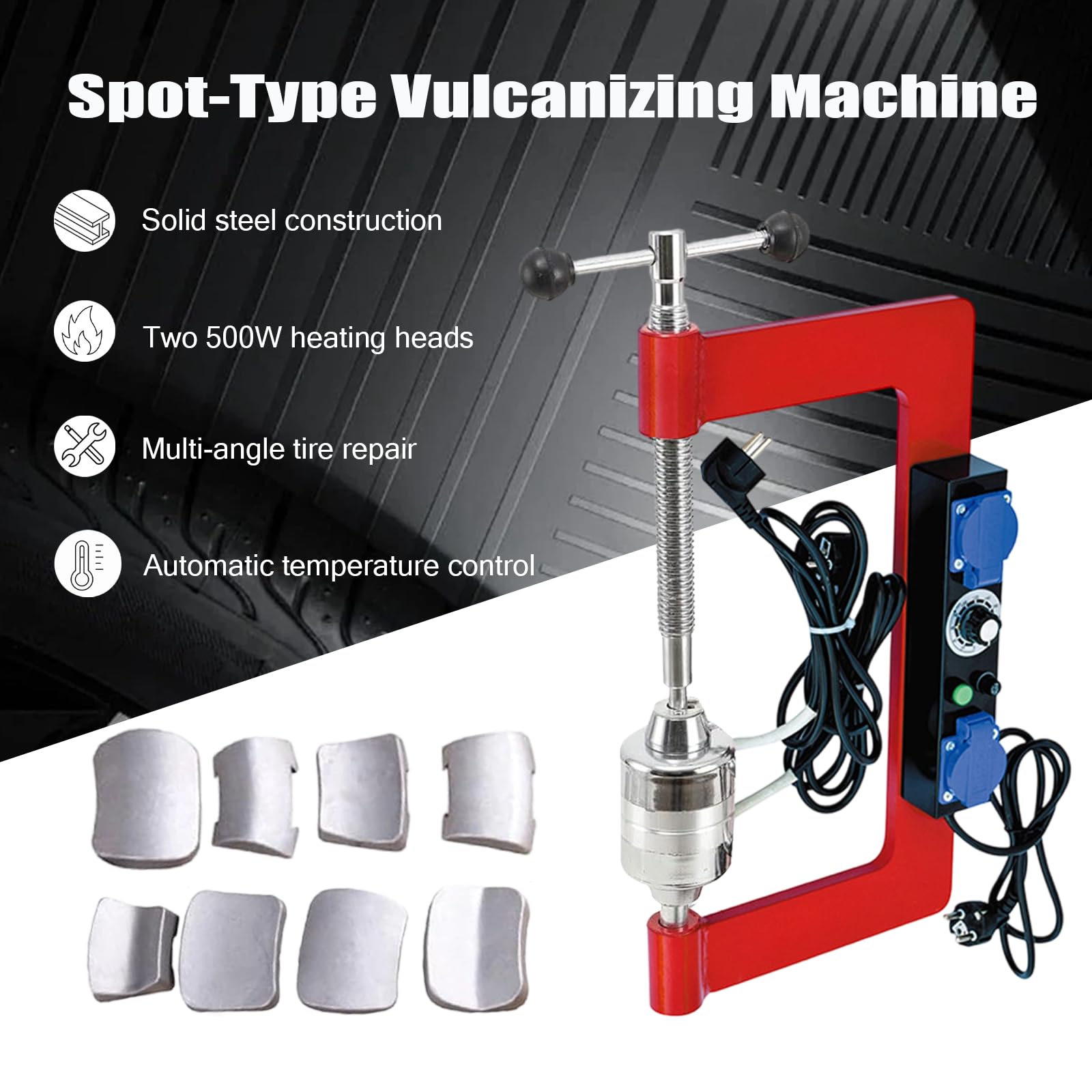 maquina reparadora de neumáticos para coche, set de reparación de neumáticos de 8 piezas, kit de herramientas de 2×500 W, control de temperatura de 150–180 °C, para neumáticos de 145–275, kit