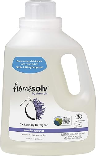 Homesolv - Detergente líquido para ropa HE 2X, lavanda bergamota, 50 onzas líquidas (paquete de 6)