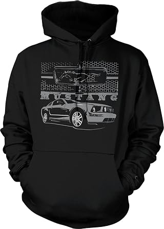 Lucky Ride MUSTANG PONY HOODIE GRILL WITH FORD CAR HOODED SWEATSHIRT
