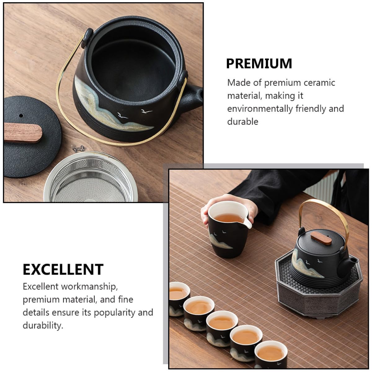 Mipcase Keramik Teekanne mit Filter für Zuhause Kreativer Teekessel aus Hochwertiger Keramik Teeservice-zubehör für Tee und Kaffee