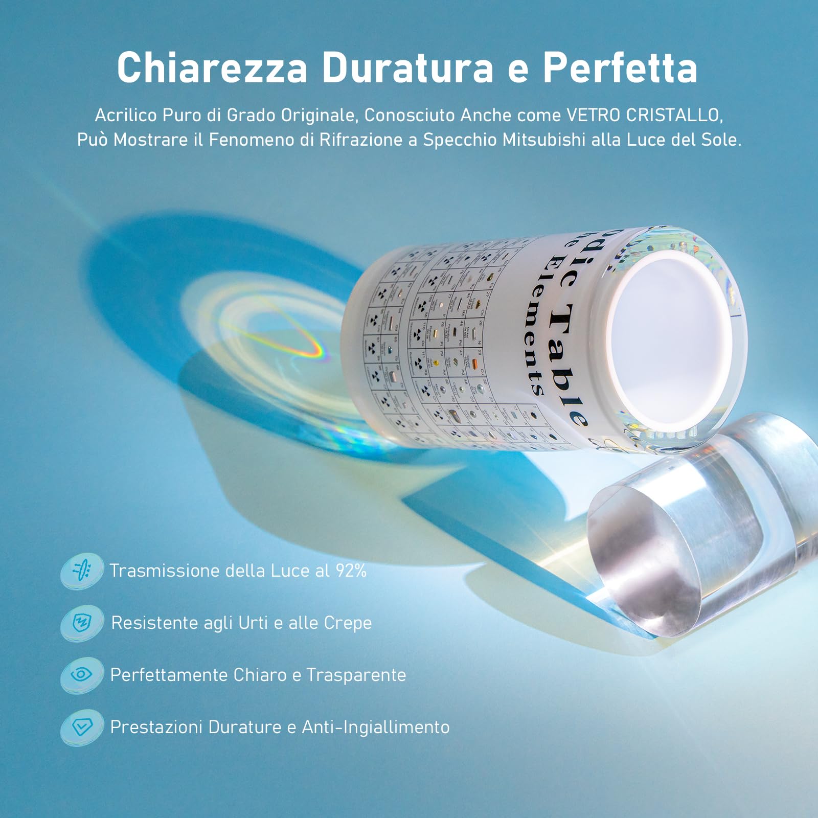 Jeebel Tavola Periodica degli Elementi Reali, Tavola Periodica in Acrilica con LED Supporto, 83 Campioni Chimico di Elementi Veri, Periodic Table per Insegnamento Strumento Regalo Creativo Artigianato