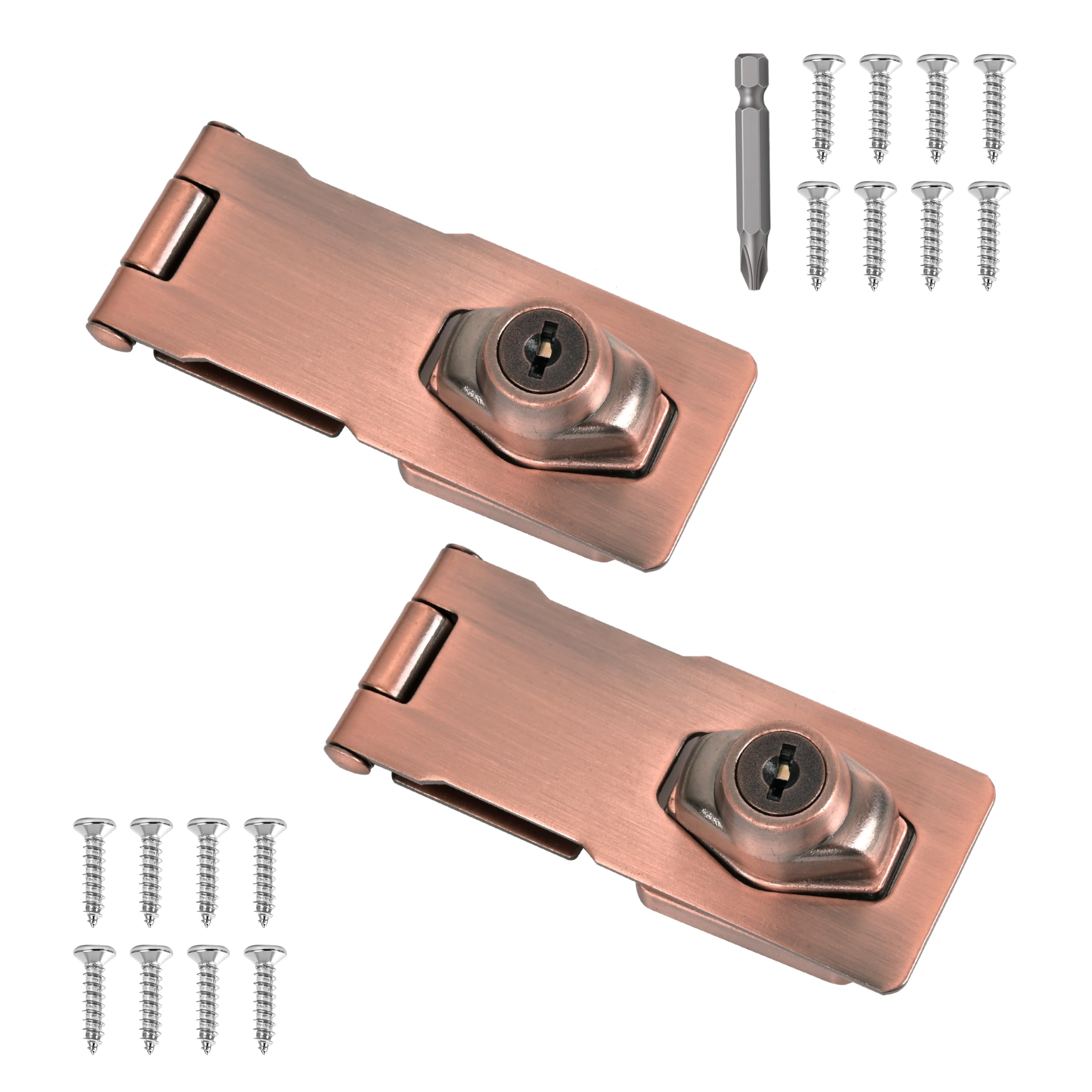 2 Pcs keyed Hasp Lock,4 inch keyed hasp Locks Twist knob keyed Locking hasp for Cabinet Small Door,Hasp Lock with Keys,Metal Safety Hasp Latches