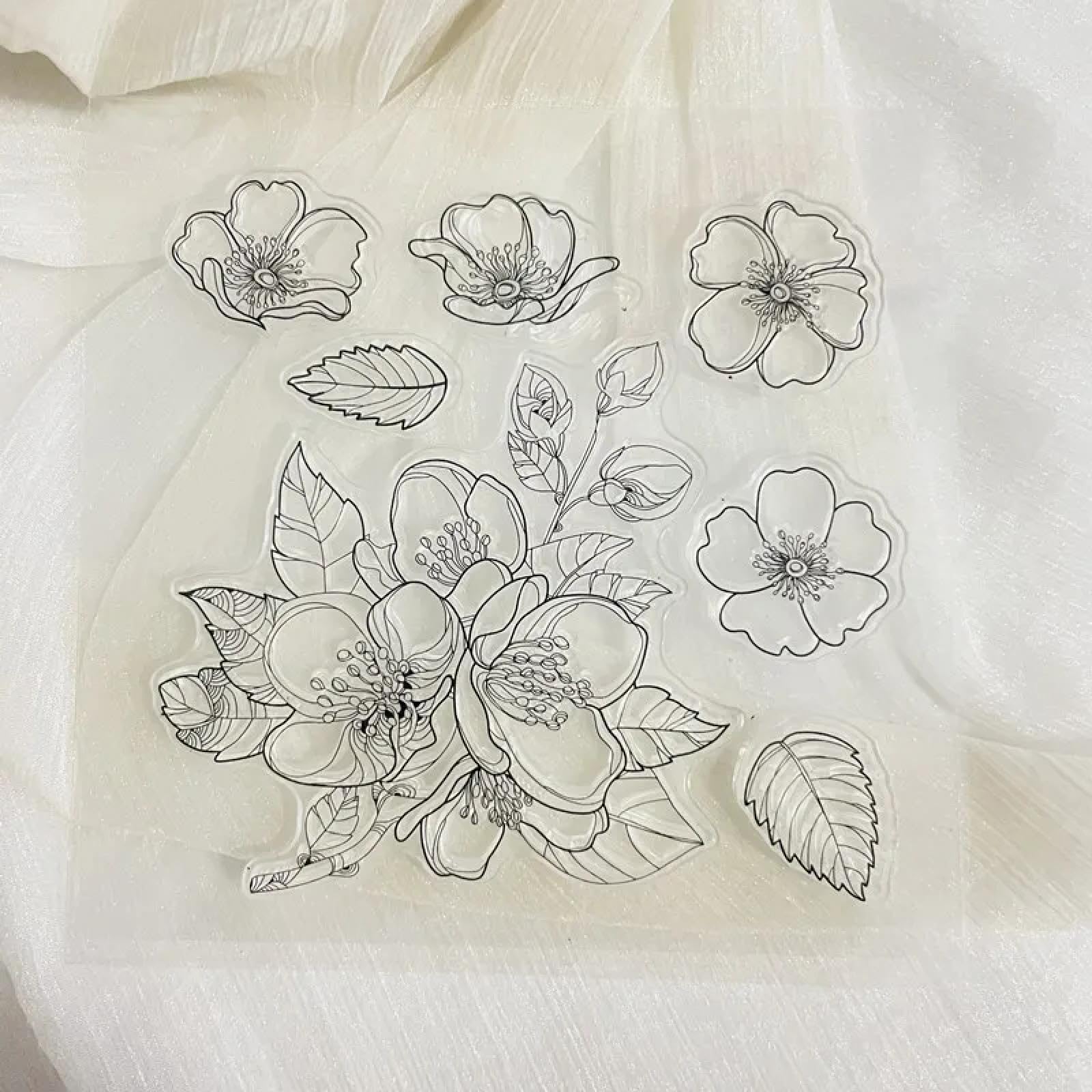 Francobolli per artigianato, forniture per la creazione di biglietti, 10 x 10 cm Boom Flower timbro trasparente in silicone timbro sigillo foglio per scrapbooking foto album decorazione