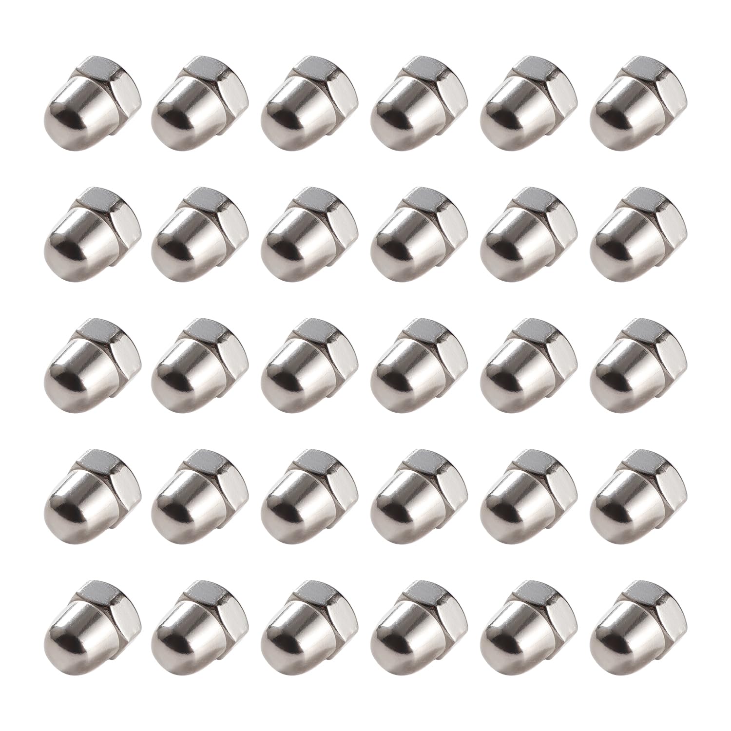 Lyeteung 30 PCS M6 Stainless Steel Cap Nuts, Domed Head Top Hex Nuts, Acorn Decorative Hex Cap Nuts, for Screws Bolts