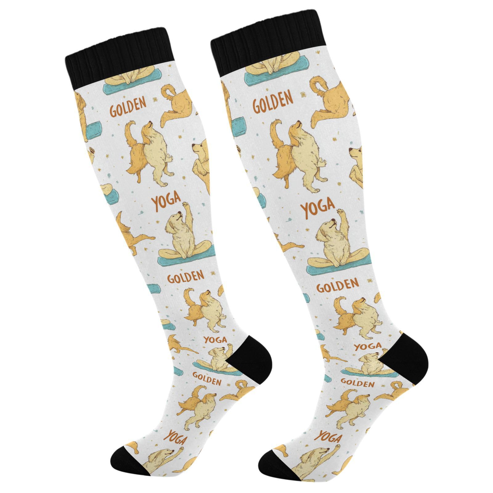 Wusikd Golden Retrievers Compression Socks for Women and Men Circulation Doing Yoga Long Socks for Athletic Running 2