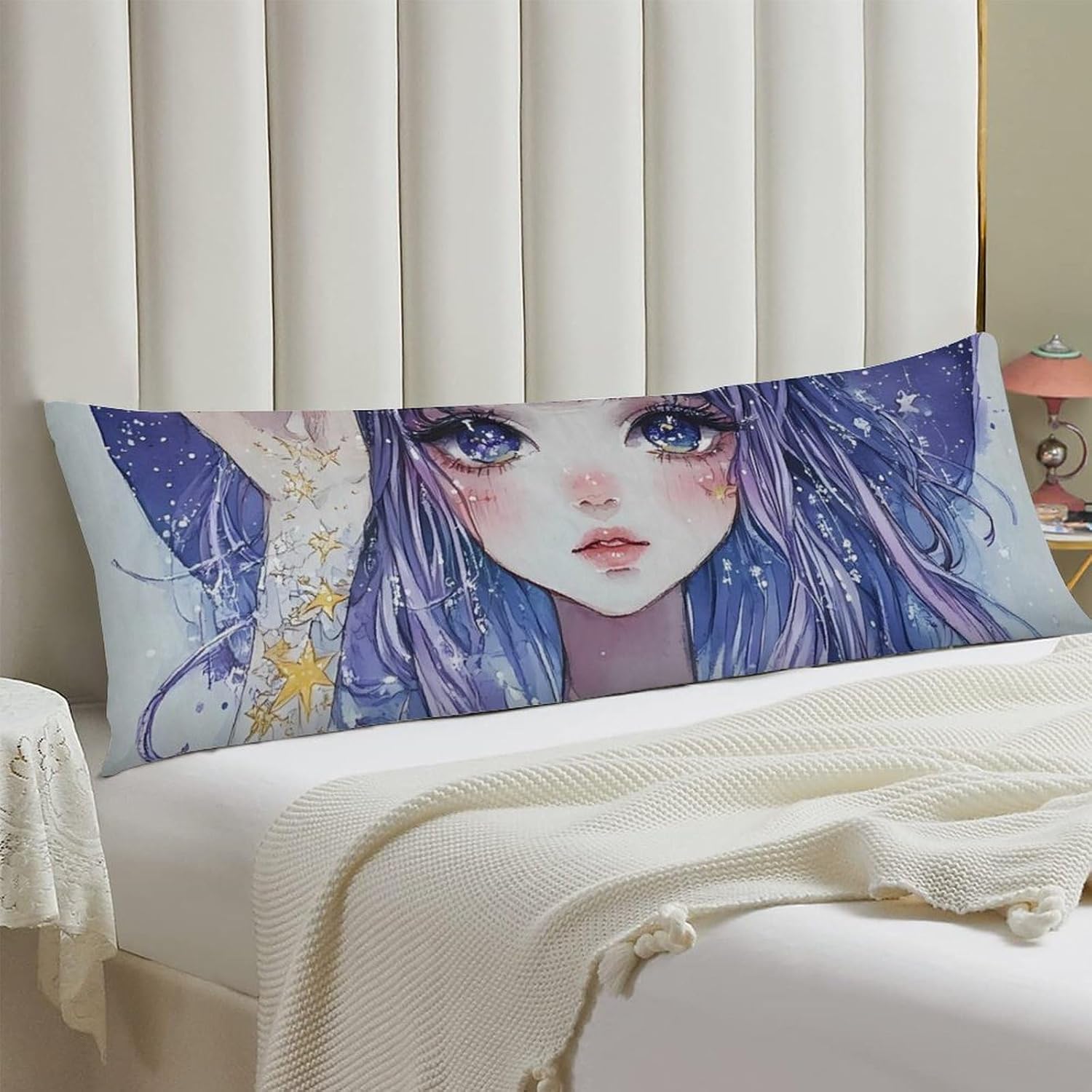 Zodiac Pin Up Girl Painting Body Pillow Cover Long Pillowcase Cushion Pillow Case for Bedroom Home Decor