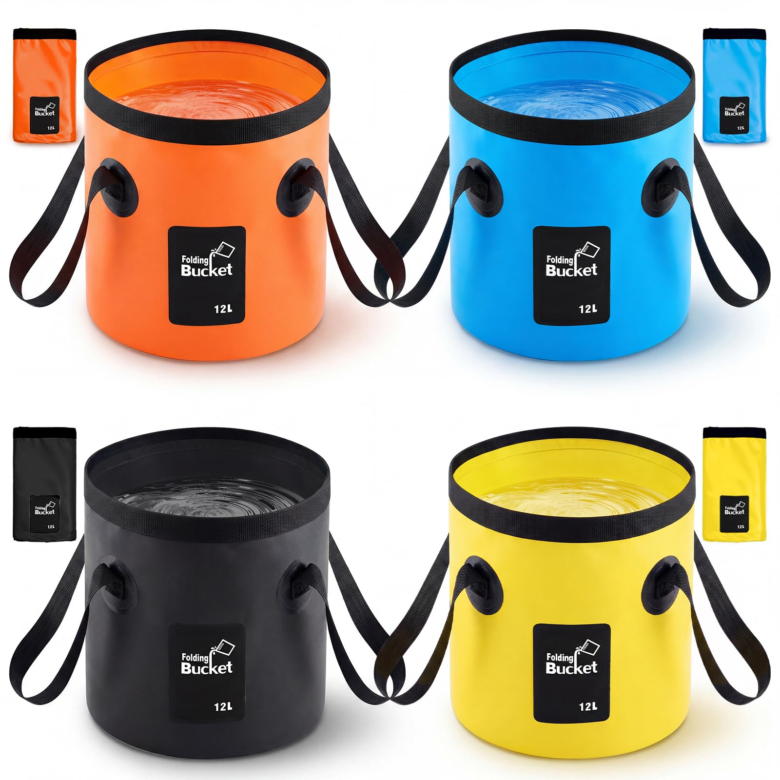 3 Gallon 4 Pack Collapsible Bucket,Multicolor