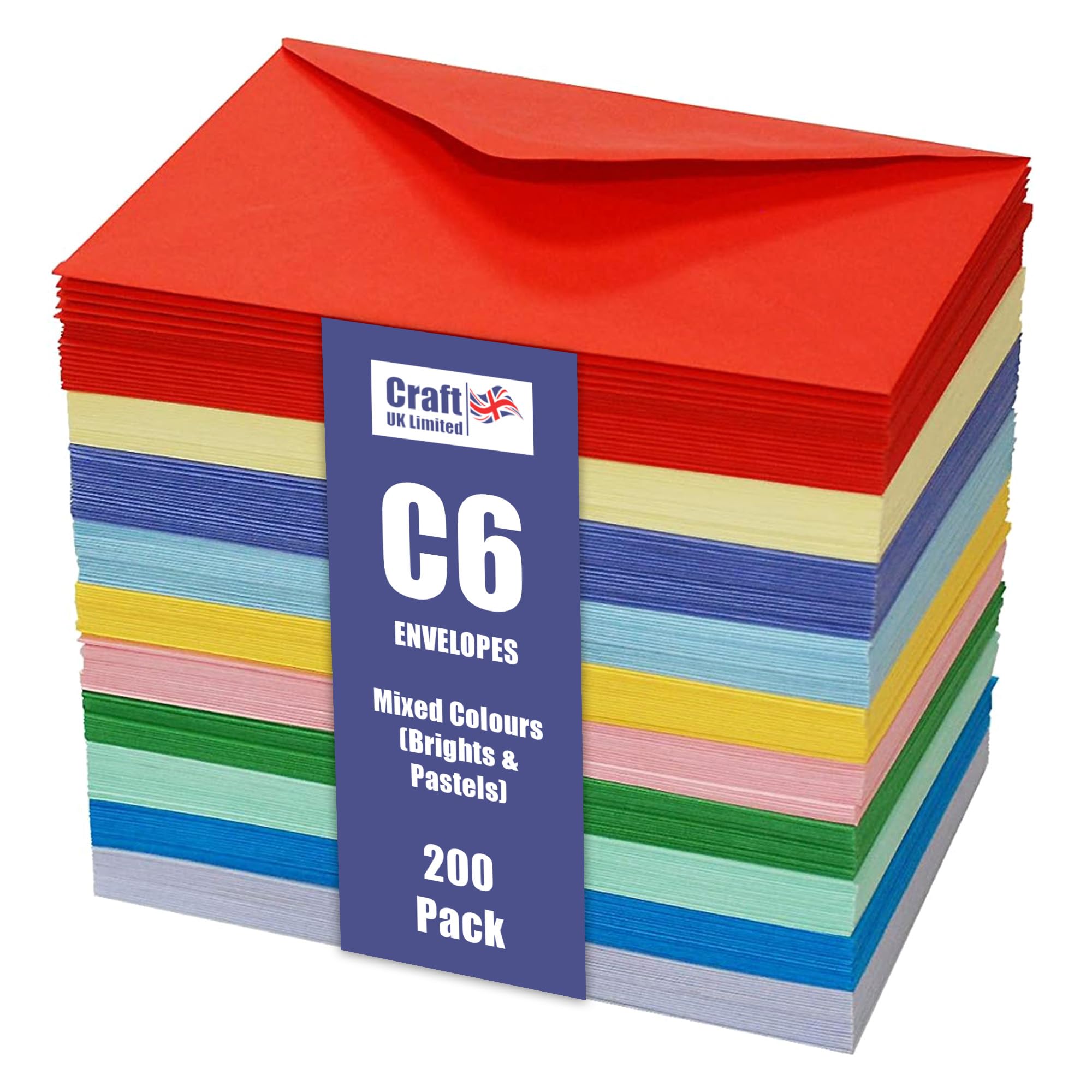 Craft 2282 - 200 C6 Envelopes In Assorted Colours