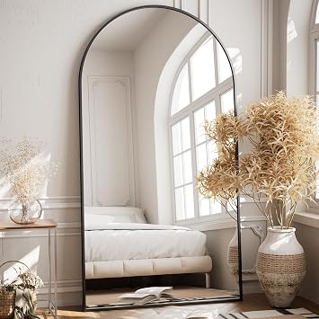 VooBang 35"x78" Black Large Arched Floor Full Length Dressing Body Mirror