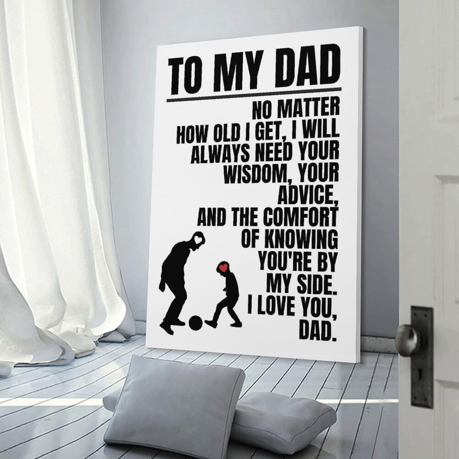 Junmoney Wall Picture Print To My Dad - Love & Wisdom, 24x36inch(60x90cm), for Living Room, Bedroom Or Apartment Walls, A Home Accent with Warm Character