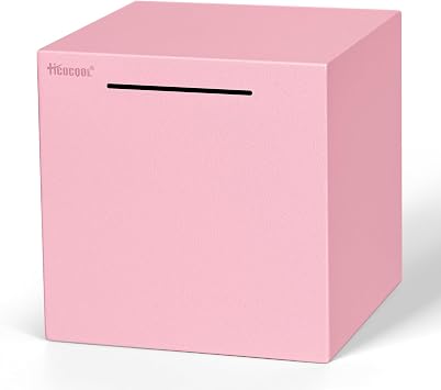 Hicocool Stainless Steel Piggy Bank for Adults Must Break Open, Pink, 7.9" | Starry Pink Unbreakable Money Bank for Adults & Kids, Unopenable Metal Money Box for Saving Plans and Holiday Gifts