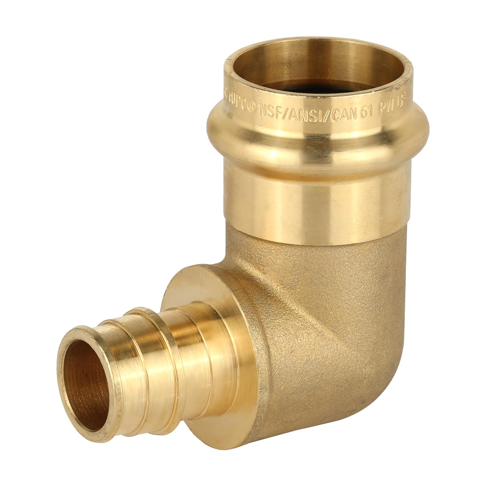 EFIELD - Prensa de 1 pulgada x 3/4 pulgadas PEX-A codo de expansión de latón para conexión de tubería de cobre y Pex-A (paquete de 5)