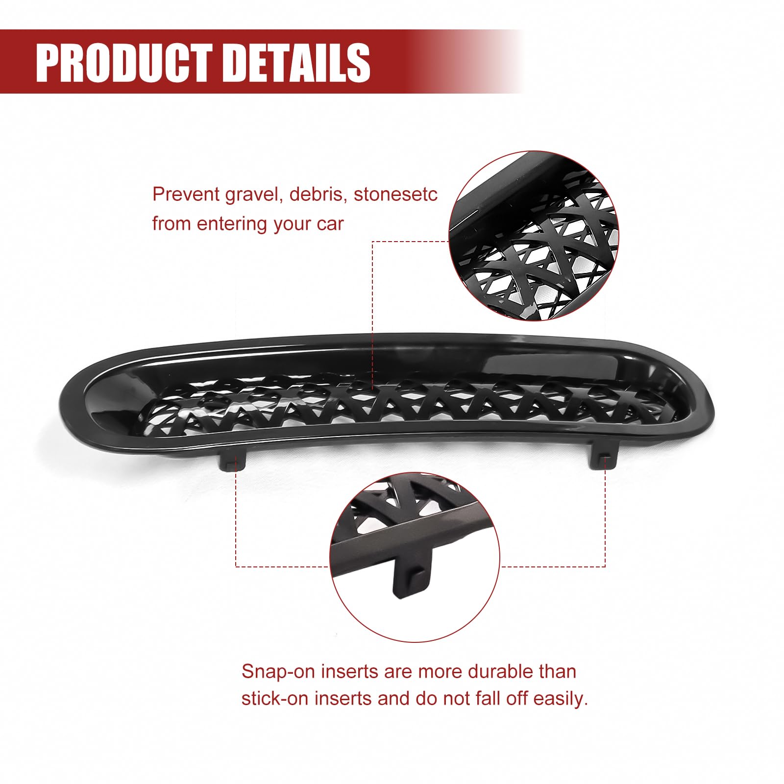 7-Piece Front Mesh Grille Insert Set For Jeep Wrangler JK & JKU 2007-2018 - Black ABS Plastic
