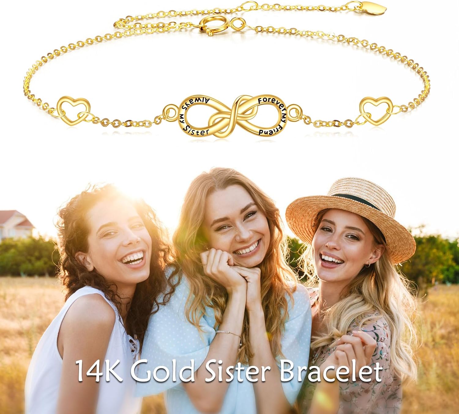KECHO 14K Gold Sister Bracelet For Sister Infinity Jewelry For Women Birthday Gifts For Her - Image 6
