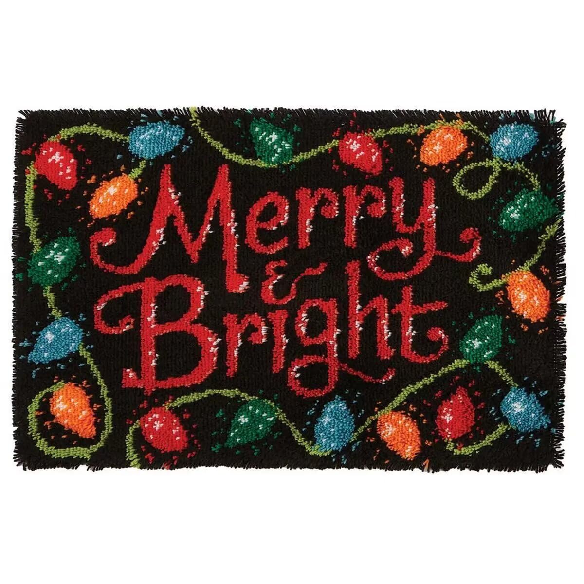 clubevy 3D Latch Hook Kits Rug,Merry Bright Decor Carpet Embroidery Tapestry Cross Stitch Kit DIY Handmade Rug Cushion