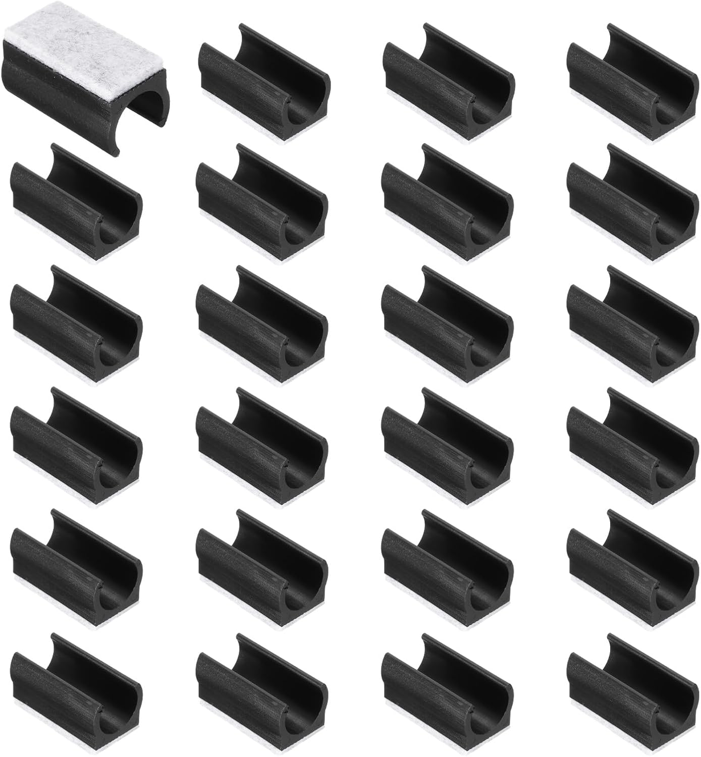 uxcell 24 Pcs Rectangle U Shaped Chair Leg Caps with Felt Pads, Fit 25mm Dia Tubular Legs, Slide Smoothly Furniture Feet Protectors No Scratches No Noise for Hardwood Floors, White