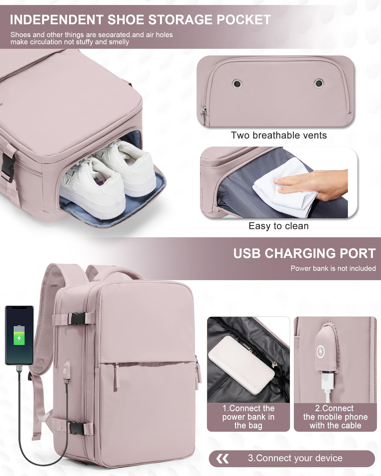 SZSYCN Borse da Cabina per Ryanair 40x20x25 Bagaglio a Mano Easyjet 45x36x20 Zaino Viaggio 40x30x20 Wizzair Zaino da Viaggio aereo Bagaglio a mano Zaino Donna Zaini Casual con scomparto per laptop