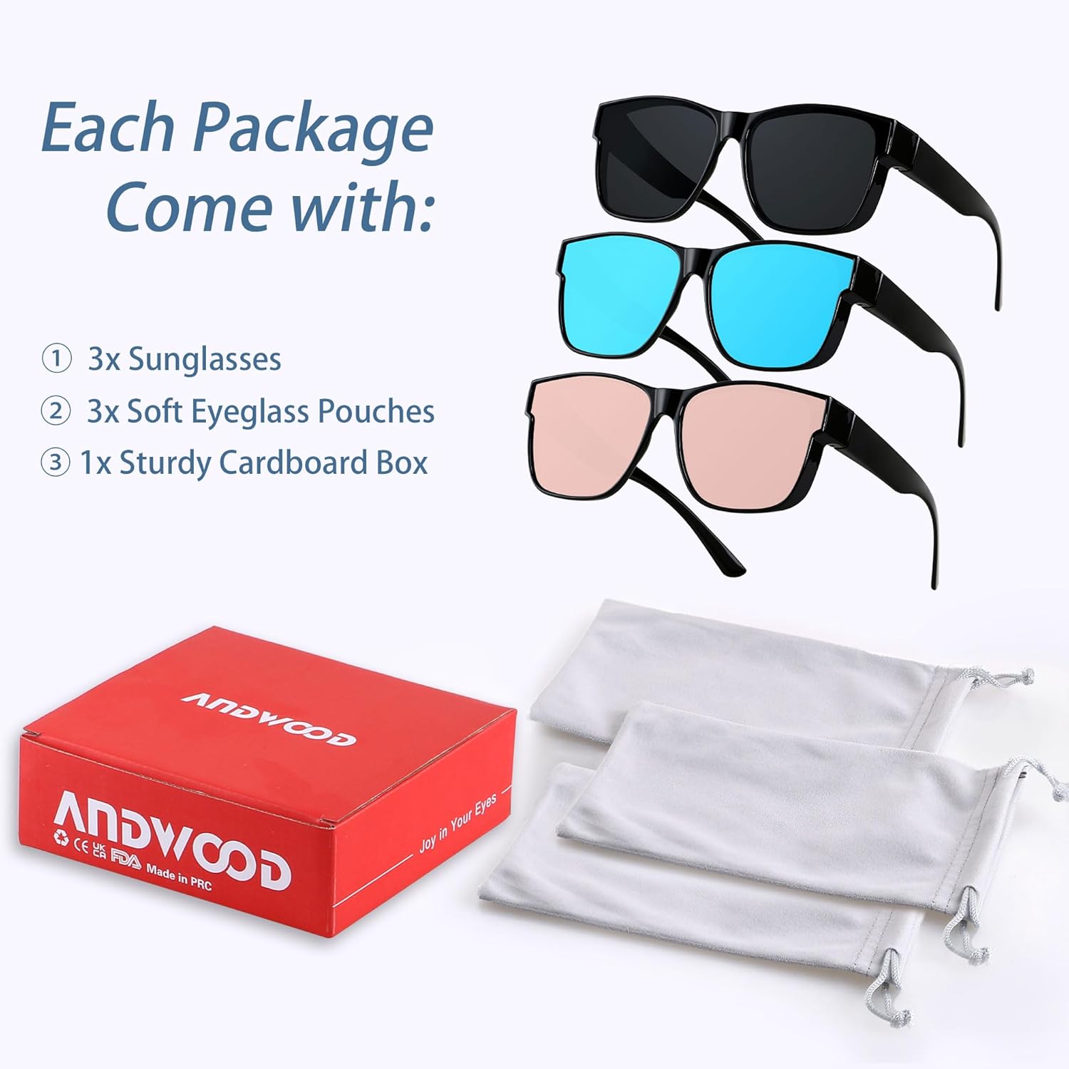 ANDWOOD Fit Over Glasses Polarized Sunglasses for Women Men Oversized Square Shades UV400 Protection - Image 7