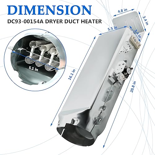 Miniatura 7 de DC93-00154A Conjunto de elemento calefactor para secadora SAMSUNG -3 Calentador de conducto de secador de alambre Reemplazar Sam#DC93-00154A