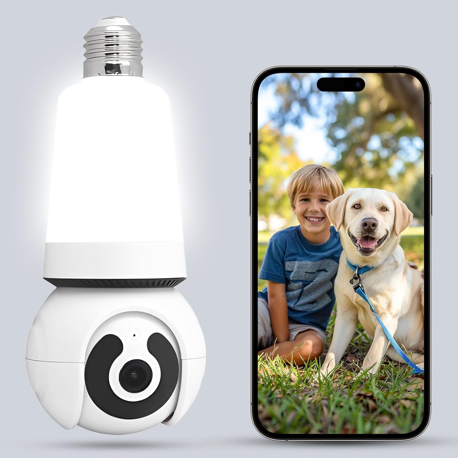 Security Camera, Outdoor Wireless Camera 2.4G Hz Camera for Home Security, 355 Degree Panoramic, Motion Detection and Alarm, 24/7 Recording