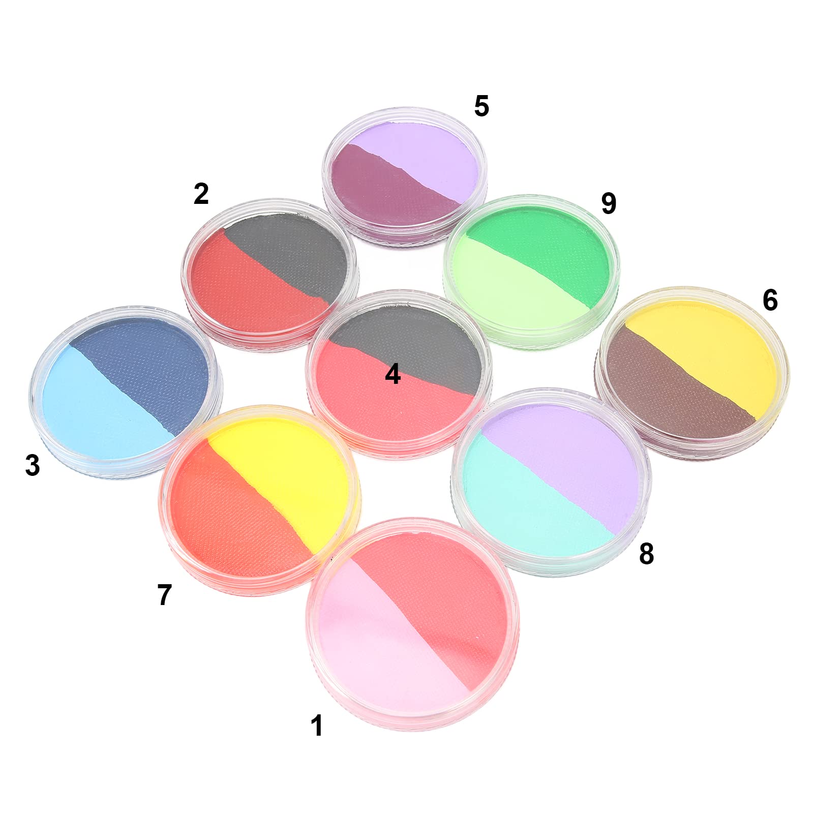 Kit di Pittura per il Viso 9 Pezzi, 18 Colori Sicuro Solubile in Acqua Asciugatura Rapida Pittura per il Corpo Facile Pulire per la del Viso Halloween Cosplay