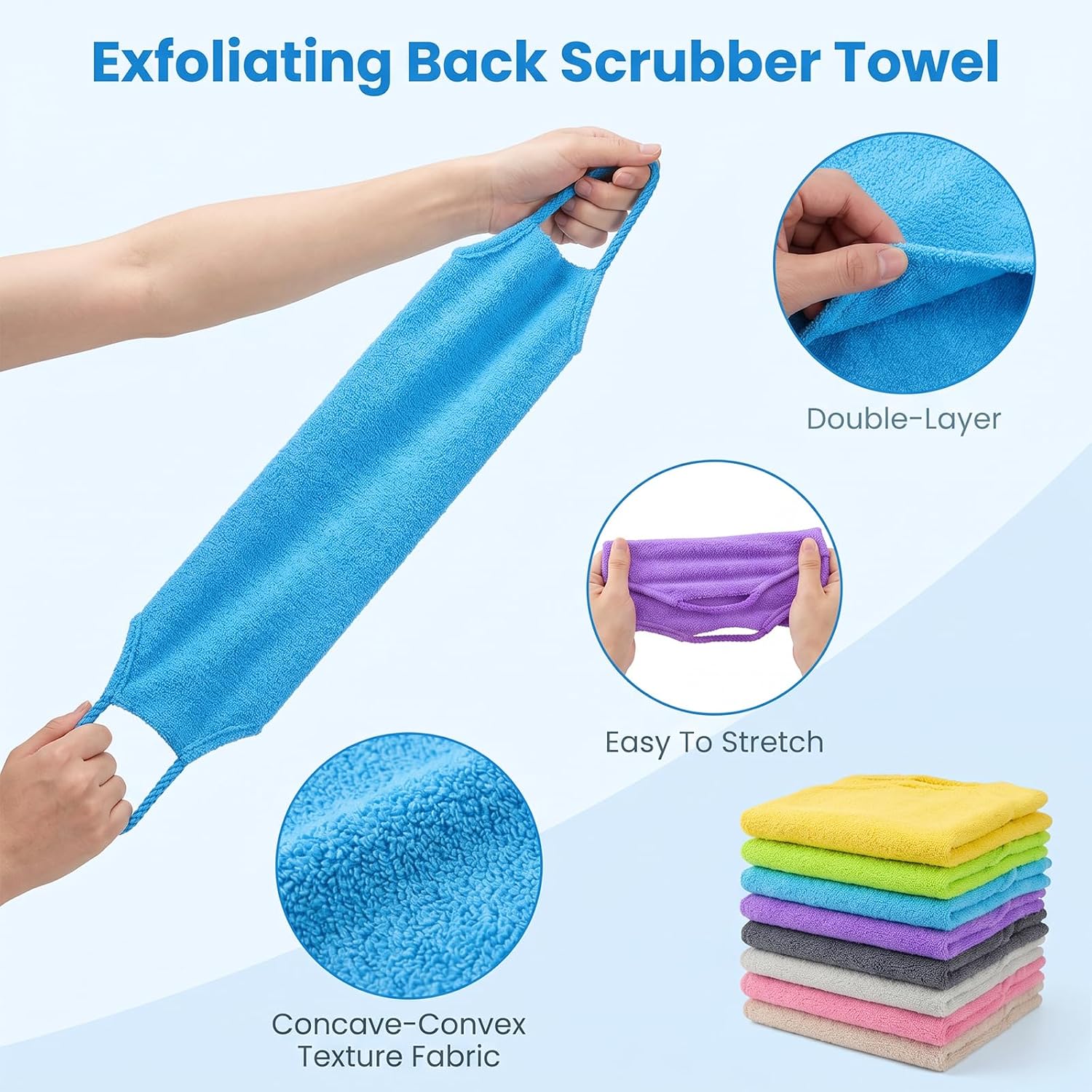 16 Pcs Nylon Back Scrubber with Handles, Body Scrubber for Women Men image 3
