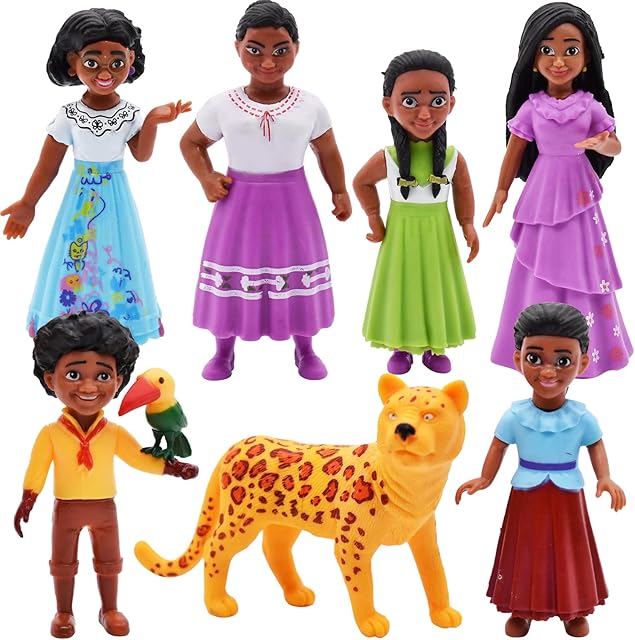 simyron Encanto Figurine Playset 7 Pcs Encanto Doll Figures Birthday Party Supplies Cake Toppers Cake Decorations Mini Figures Set for Girls Kids Ages 3