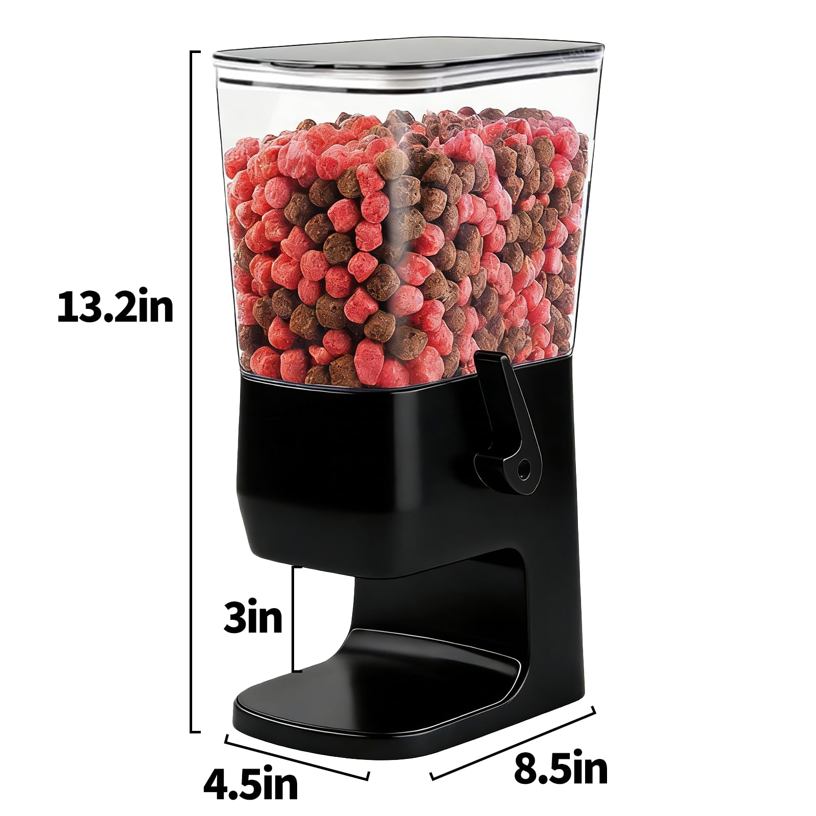 Müslispender, Lebensmittelspender 3.2 L Cereal Dispenser & Cornflakes Spender Zerkleinert Keine Cerealien Exportdesign,für Getreide, Nüsse, Kaffeebohnen, Granola und Süßigkeiten (Schwarz)