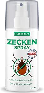 Silberkraft Zeckenspray 100 ml, Anti-Zecken-Mittel, Schutz vor Zecken und Mücken, für Körper und Kleidung, Abwehr und vertreiben, mit Zitronen-Duft