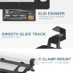 ETHU Petit plateau de clavier sous le bureau 19.7" X 11.81" Petit tiroir de clavier de taille avec montage à pince C Facile à installer, Tirer le support de clavier d'ordinateur coulissant (noir)