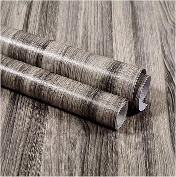 Self Adhesive Vinyl Film Wood Look Furniture Sticker Paper Wallpaper for Kitchen Cabinets Shelves Cupboard Table Desk Countertop Walls Furniture Crafts Removable Waterproof 15.7 x 98 inch (Dark Ebony)