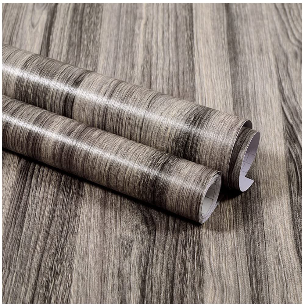 Taogift Dark Ebony Self Adhesive Vinyl Film Wood Look Furniture Sticker Paper Wallpaper For Kitchen Cabinets Shelves Cupboard Table Desk Countertop Walls Furniture Crafts Removable Waterproof 40Cmx2.5m (Dark Ebony)