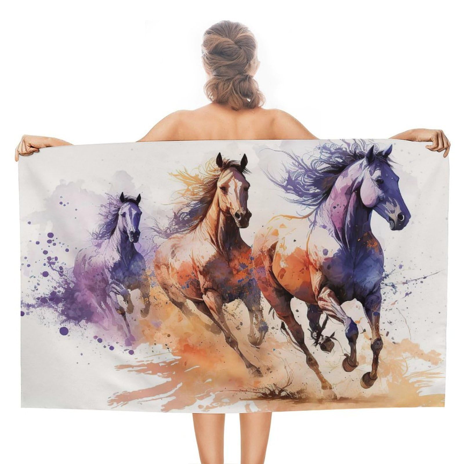 Serviettes de plage aquarelle cheval idéales pour vos vacances et sorties natation