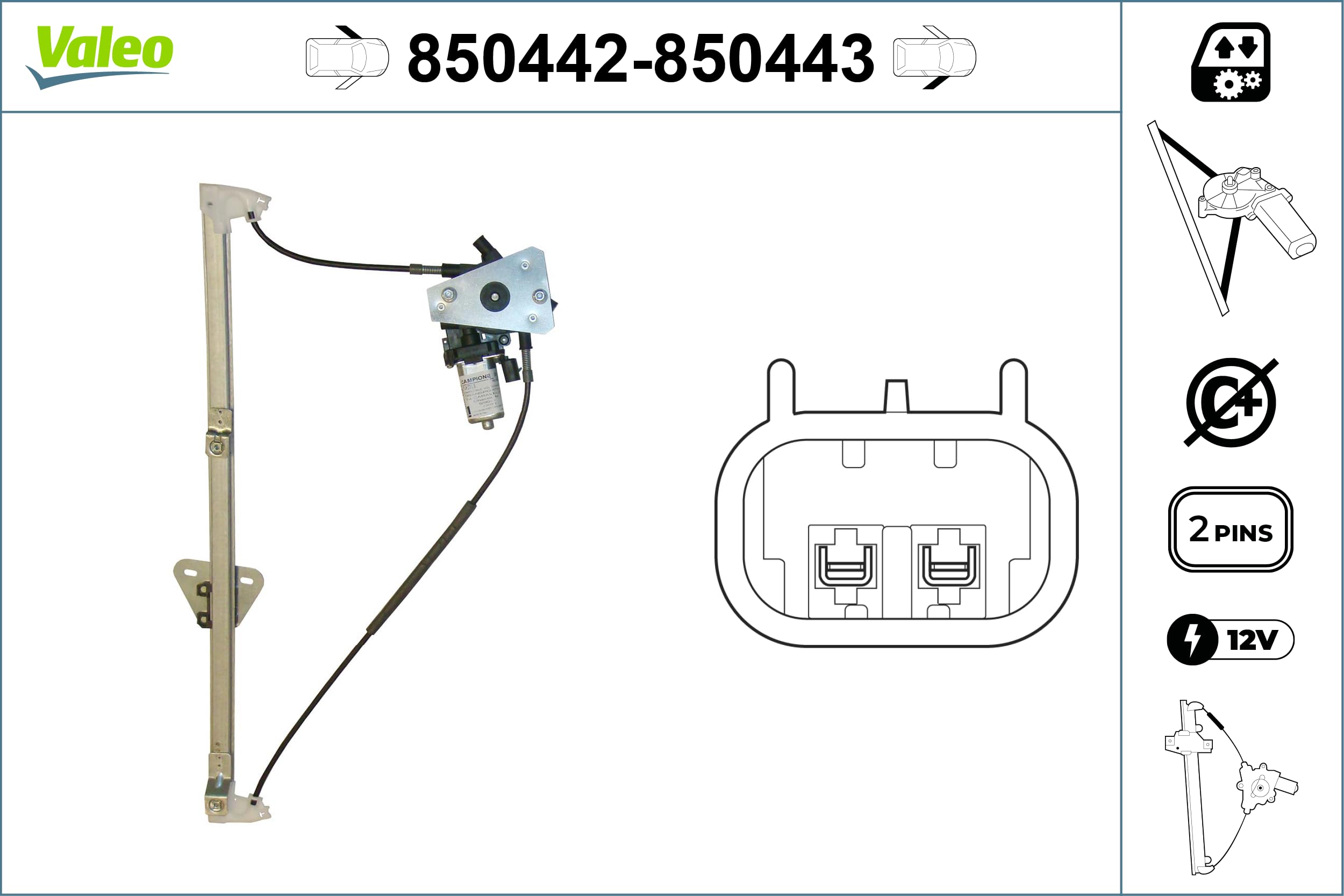 Valeo Elevalunas Delantero Izquierdo 850442
