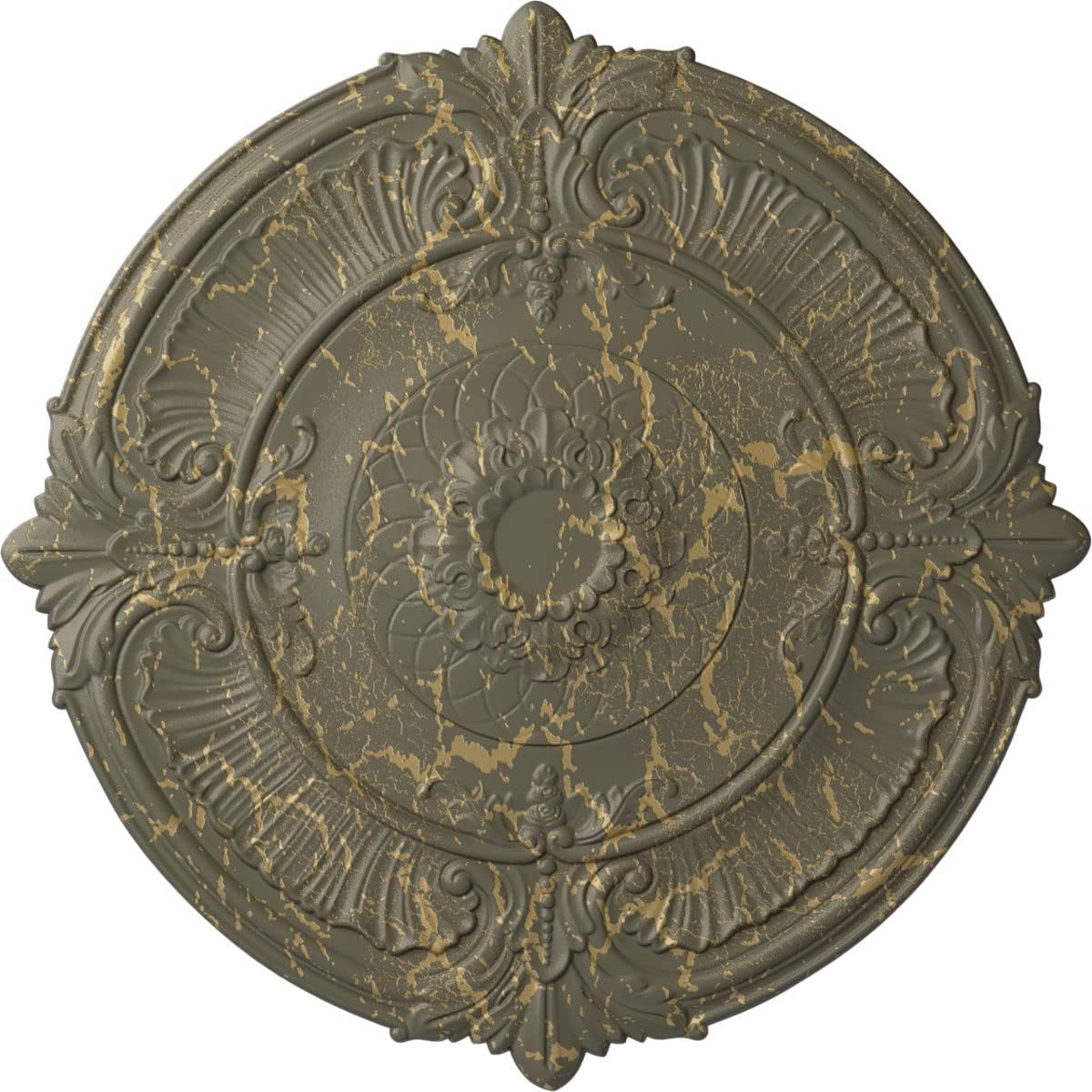 Ekena Millwork CM39ATWHC 39 1/2"OD X 2 1/2"P Attica Ceiling Medallion Fits Canopies Up To 3 3/4", Witch Hazel Crackle
