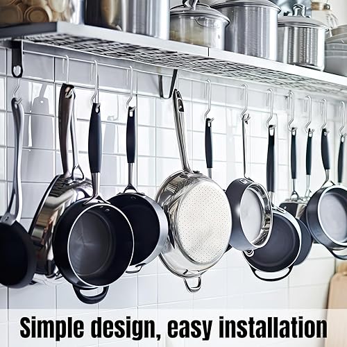 Miniatura 6 de 12 ganchos para ollas de alta resistencia, ganchos rectos para sartenes de acero galvanizado, soporte de almacenamiento para colgar utensilios de