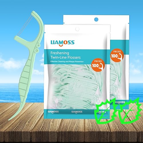 Miniatura 3 de Hilo dental de menta, 200 púas de hilo dental de doble línea, hilo dental LIAMOSS Professional Clean Travel Floss, palillos de dientes extra
