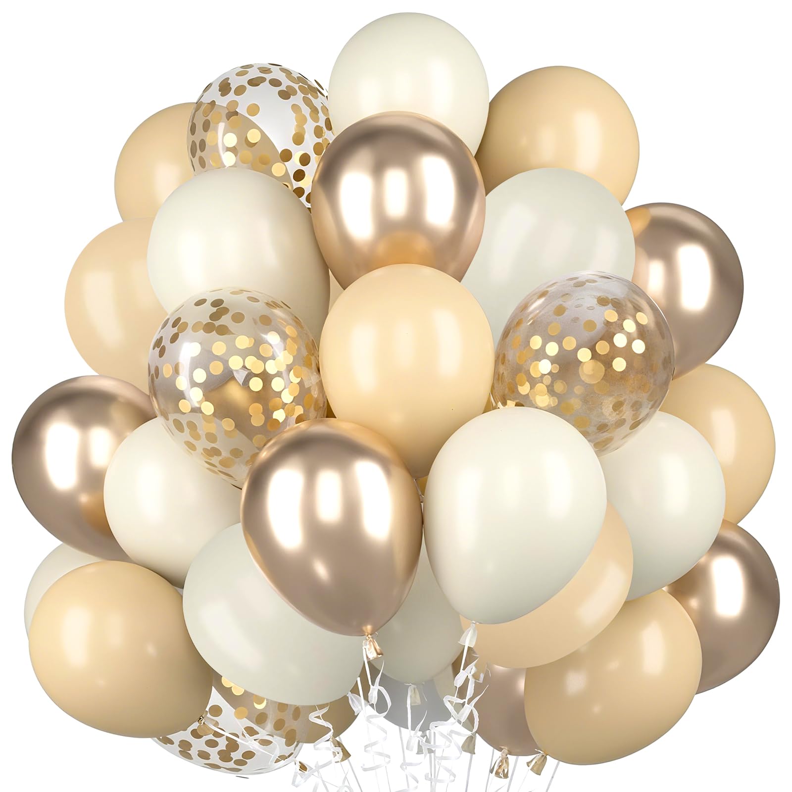 Cream Beige and Gold Balloons, 100pcs 12 Inch Latex Balloons, Confetti Balloon, Perfect for Boho Birthday, Baby Shower, Bridal Shower, Wedding, Anniversary,Celebration Events Premium Party Decorations — image 1