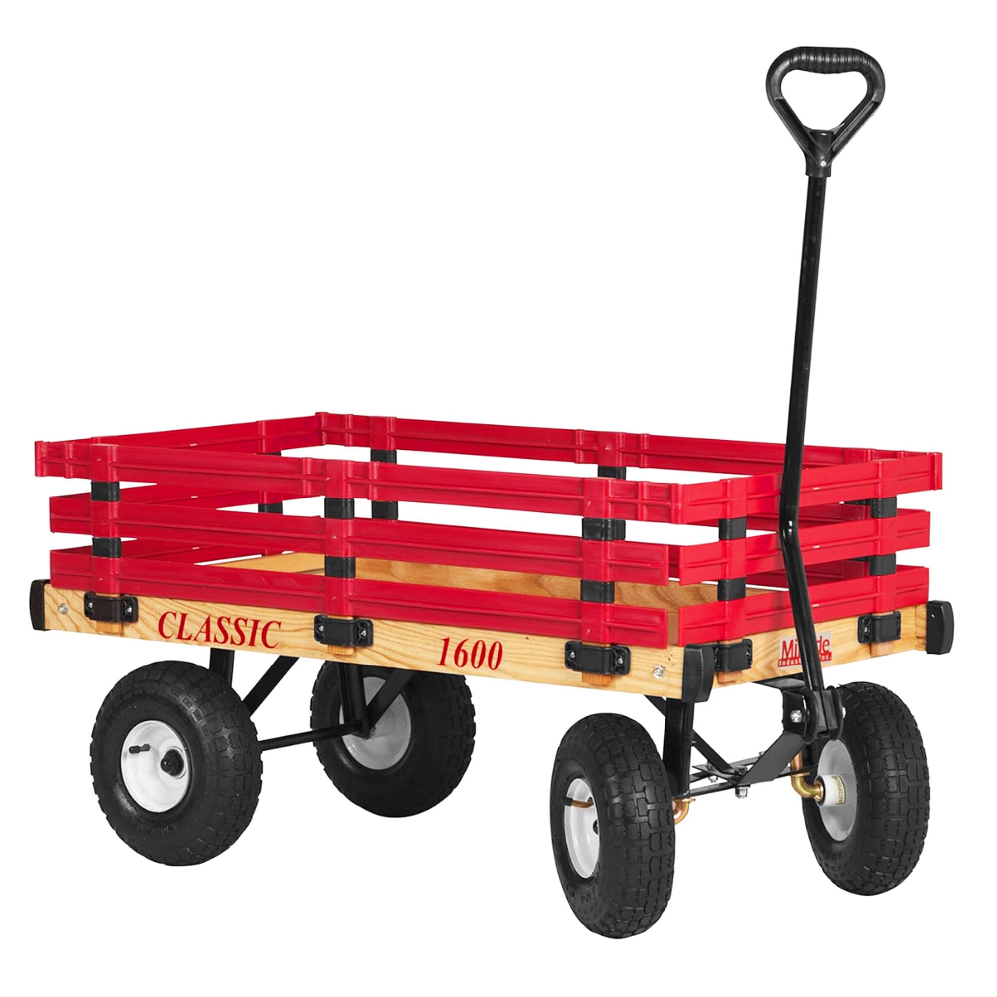 Millside Industries Classic Wood Wagon with Red Removable Poly Racks