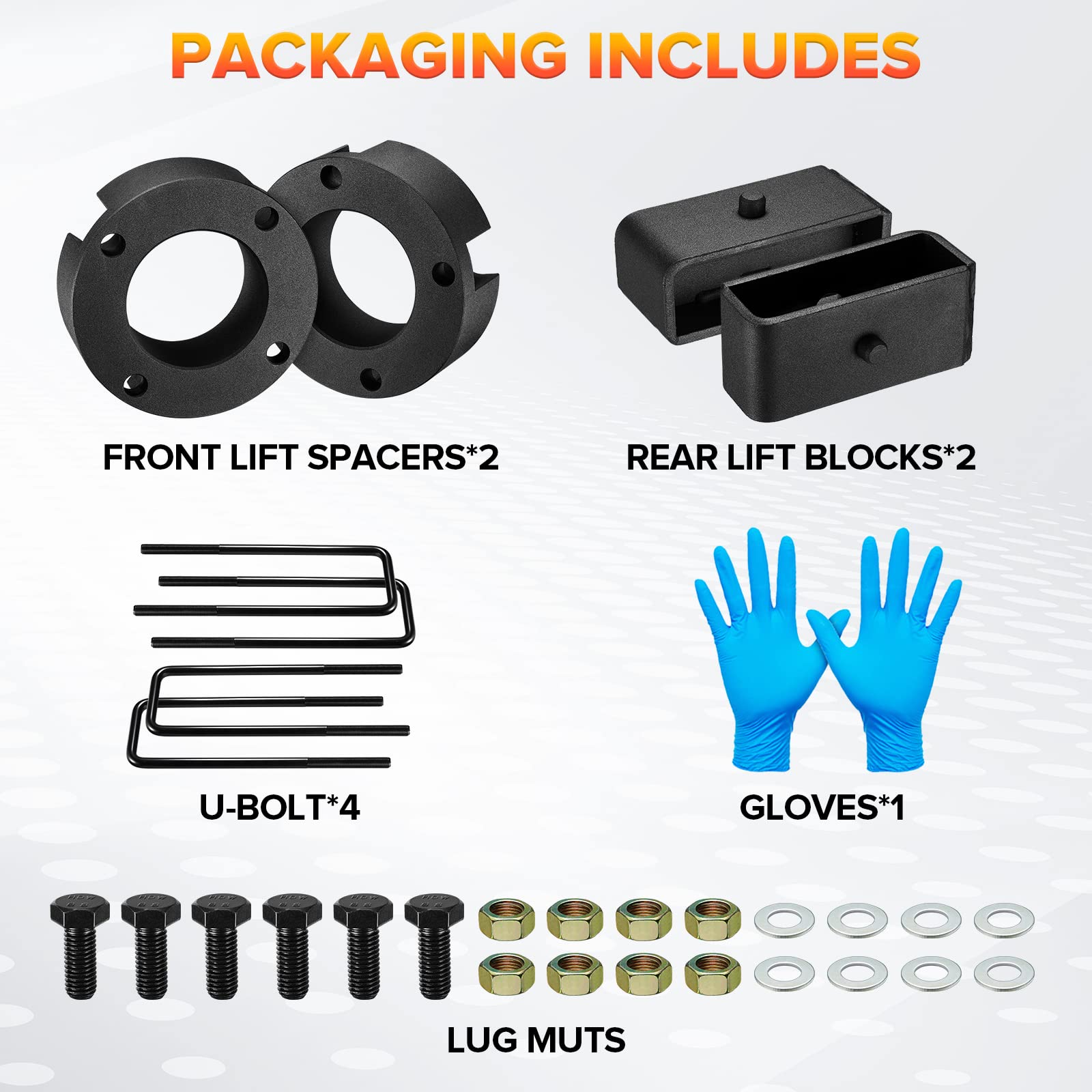 BDFHYK Leveling Lift Kits Compatible with Toyota Tundra, 3" Front and 2" Rear Leveling Lift Kit for 2007-2021 Tundra 2WD 4WD, 6061 T6 Aluminum Billet Strut Spacers