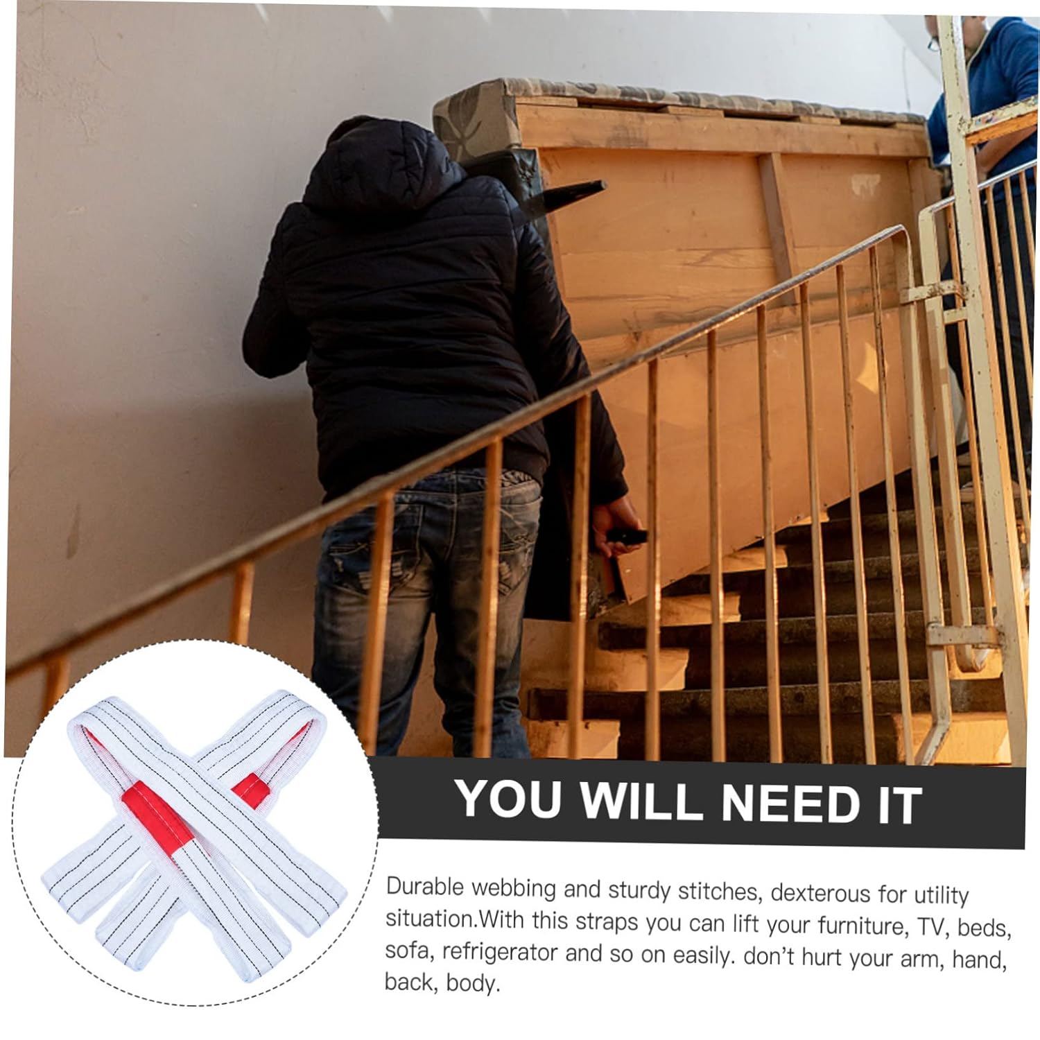 LIFKOME 2pcs Flat Lifting Sling Straps Heavy Duty Winch Straps for Lifting Recovery Moving Work