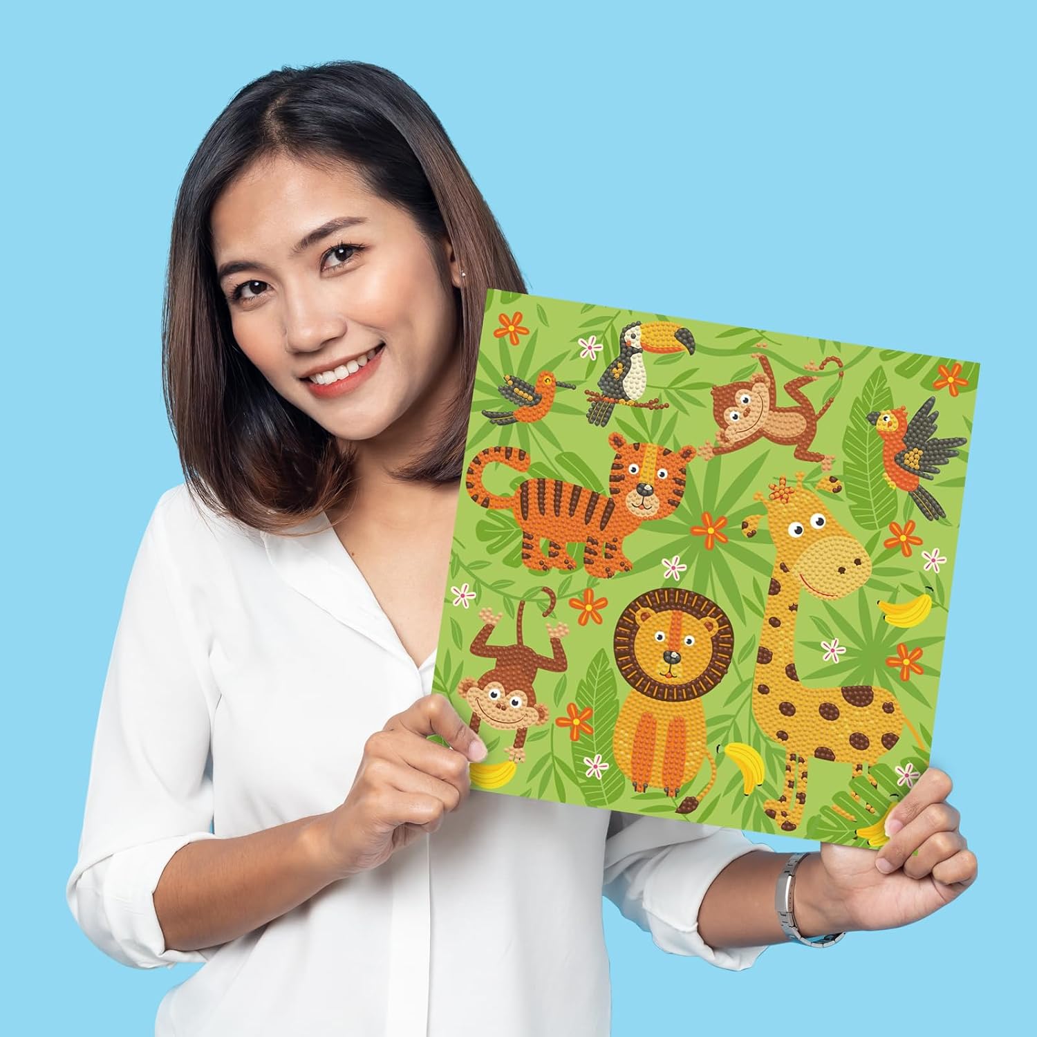 DIAMOND DOTZ DOTZ in The Jungle Dotz Box Animal Diamond Painting Kits for Adults - Diamond Art Kits a Relaxing Creative Craft Kit with Dotz Gems 11"x11"