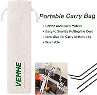 Vista 3 de VEHHE Popotes de metal negro reutilizables de acero inoxidable con cepillo de limpieza para vasos Yeti RTIC SIC Ozark Trail de 20/30 onzas