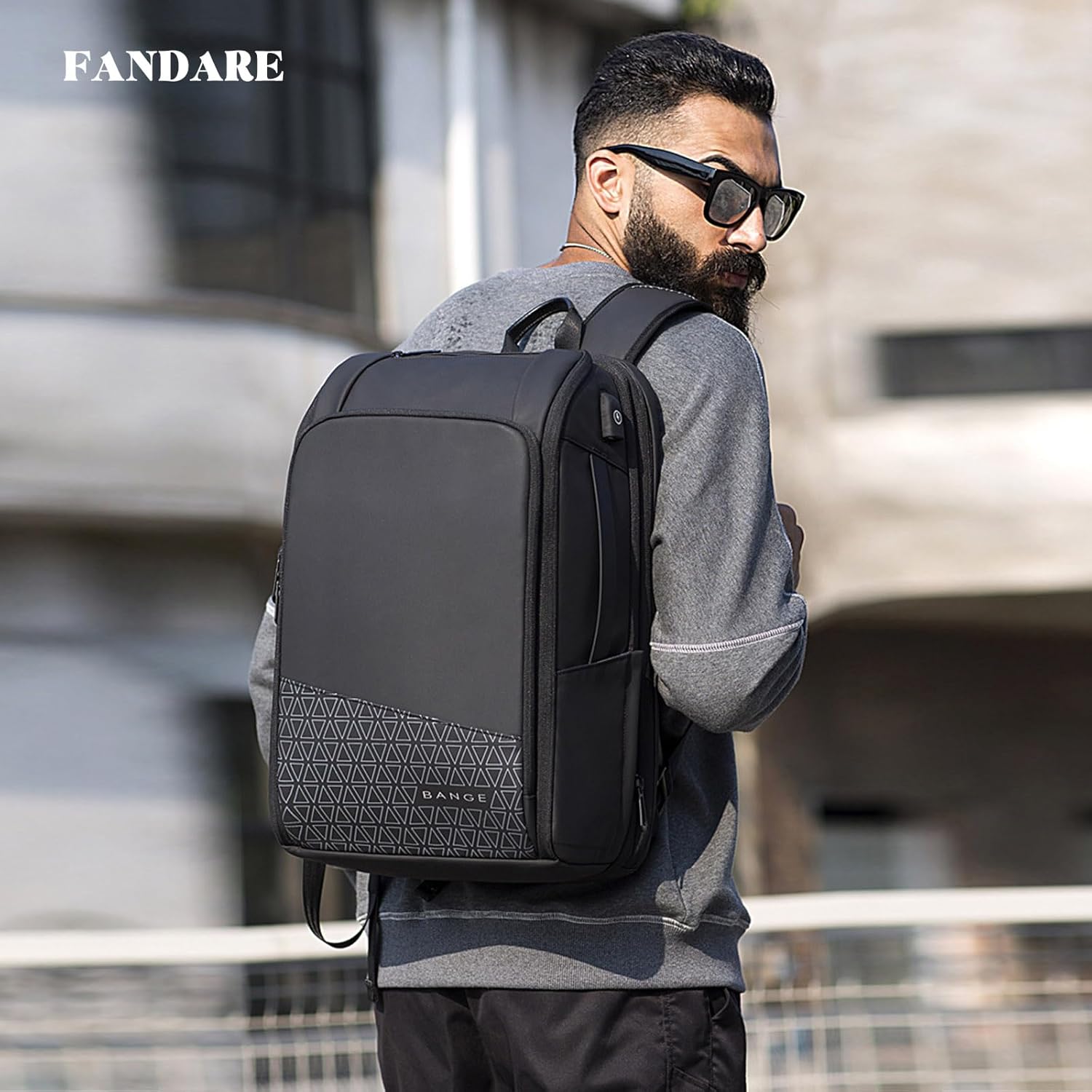 FANDARE 45L Expandable Travel Backpacks Weekender Carry On Backpack Flight-Approved Expandable Business Backpack with USB Charging Port College Rucksack Men Women for 17.3 inch Laptop Black