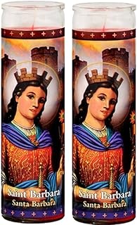 Set of 2 St Barbara Prayer Candles 2 Veladoras De Santa Barbara
