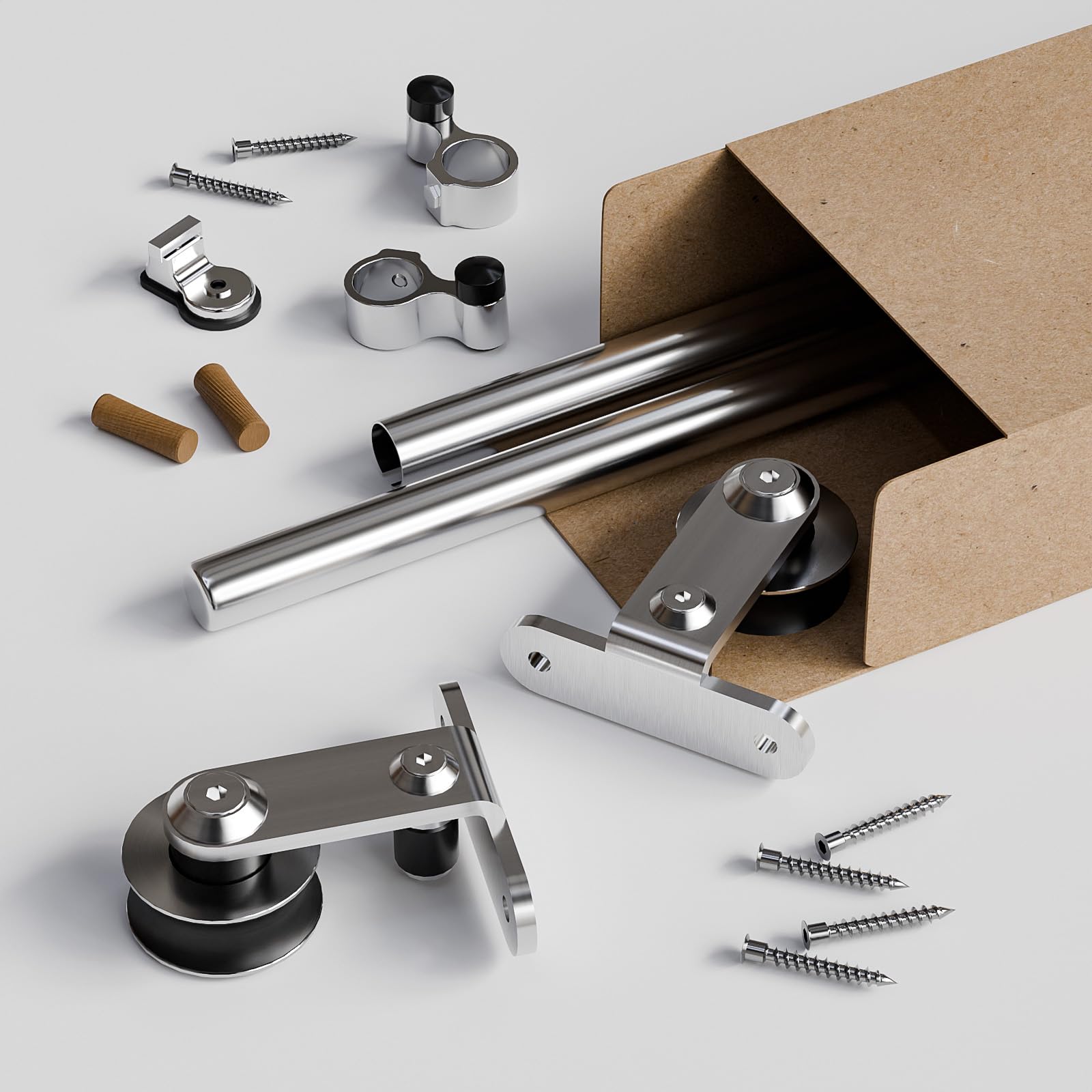 TSMST 167CM(5.5FT) Binario per Porta Scorrevole Kit Acciaio Inossidabile per Portas Scorrevoles Kit Accessori per Porta Singola (T-stile Puleggia Sospesa)