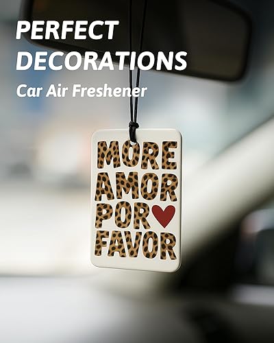 Miniatura 3 de Ambientador de aire retro negro para automóvil, 4 piezas, estampado de leopardo retro con 8 bolas, labios rojos, cerezas, ambientador colgante para