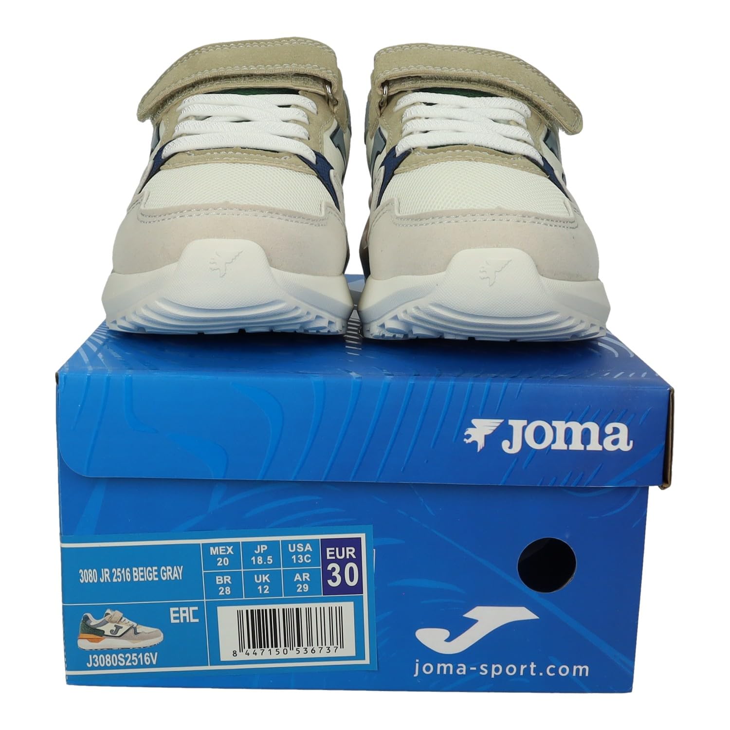 Joma J3080S2516V dziecięce trampki sportowe dla dzieci samoprzylepne zapięcie i elastyczne sznurówki, wielokolorowe wzornictwo dla dzieci sportowe